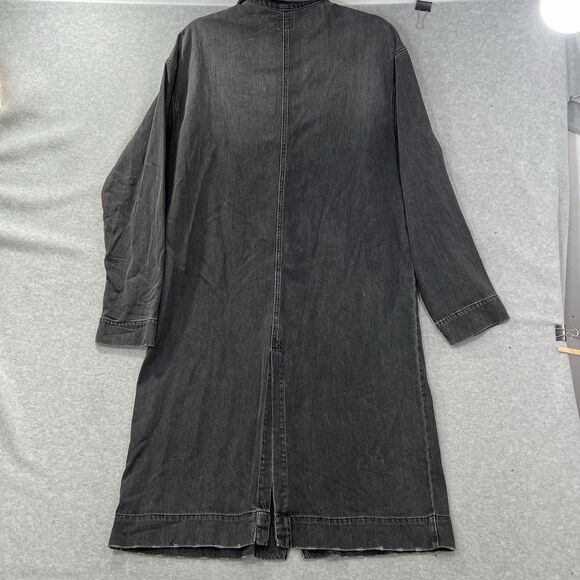 Vtg Style Lee Denim Jean chore Coat Barn Duster Mens MEDIUM Blk Trench Oversized - Picture 2 of 16